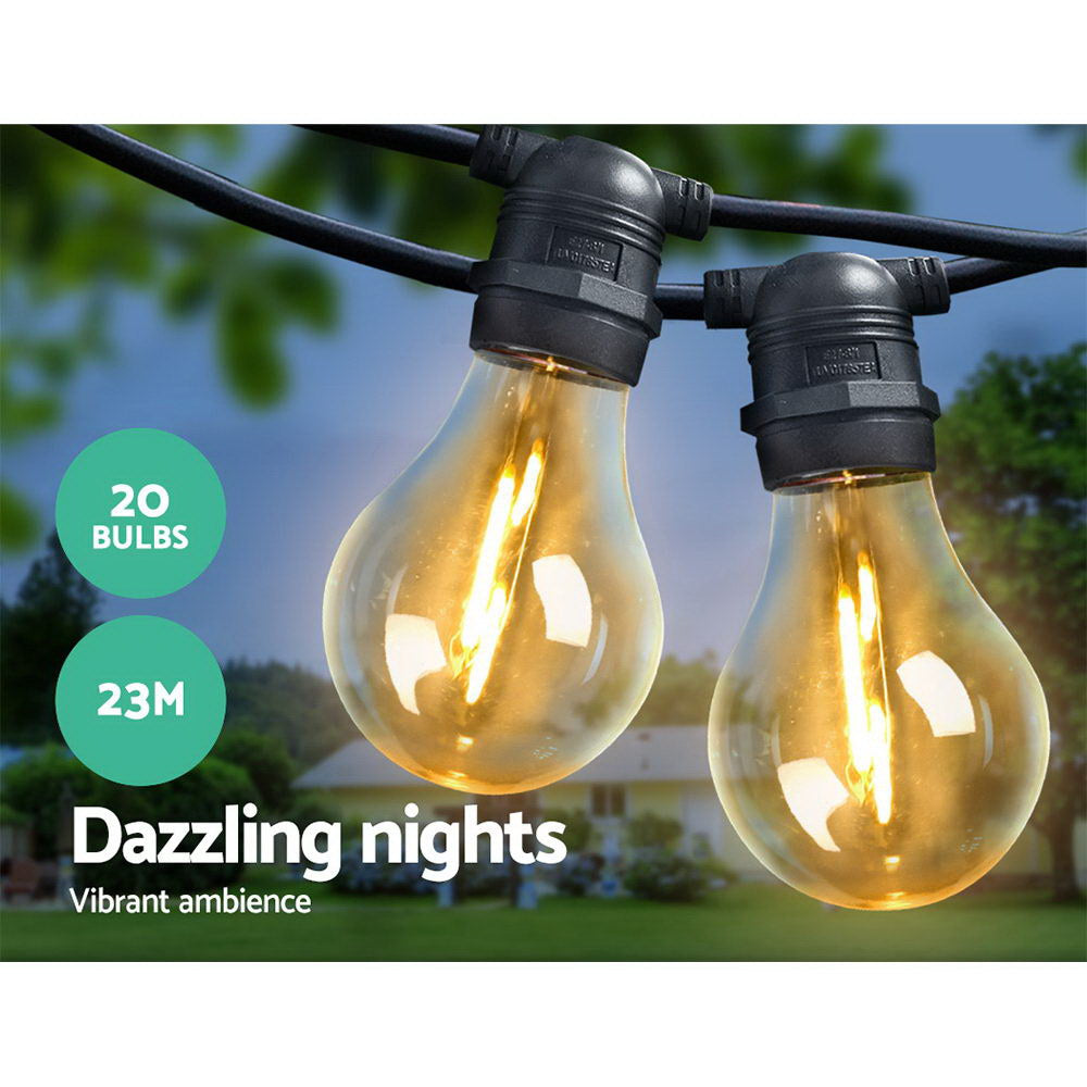 Jingle Jollys 23m LED Festoon String Lights 20 Bulbs Kits Wedding Party Christmas A19 Tristar Online