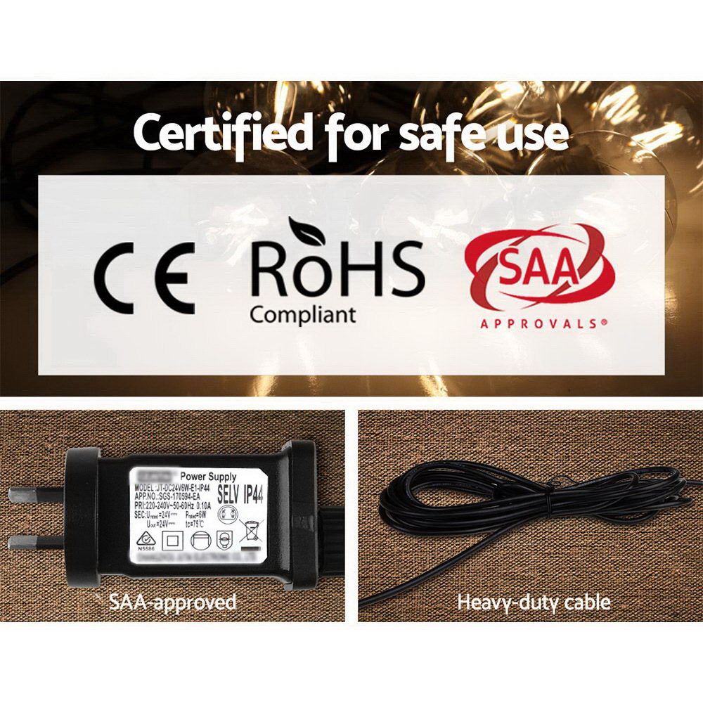 Jingle Jollys 23m LED Festoon String Lights 20 Bulbs Kits Wedding Party Christmas G80 Tristar Online