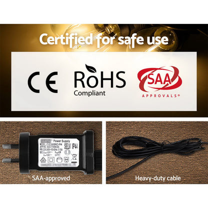 Jingle Jollys 23m LED Festoon String Lights 20 Bulbs Kits Wedding Party Christmas S14 Tristar Online