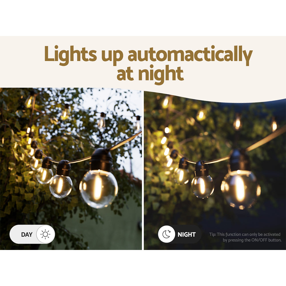 Jingle Jollys 17m Festoon Lights Solar Powered LED String Lighting Outdoor Tristar Online