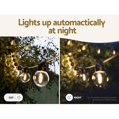 Jingle Jollys 17m Festoon Lights Solar Powered LED String Lighting Outdoor Tristar Online