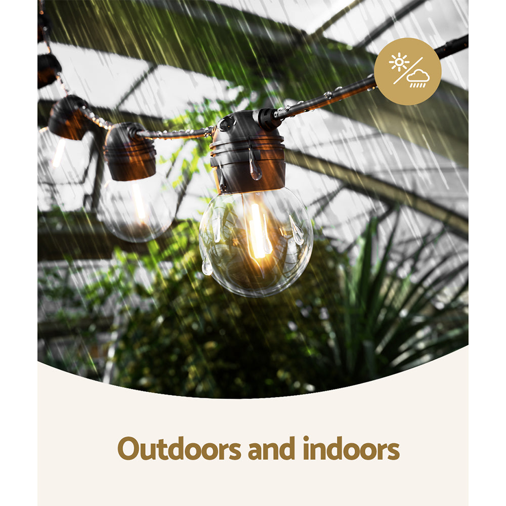 Jingle Jollys 17m Festoon Lights Solar Powered LED String Lighting Outdoor Tristar Online