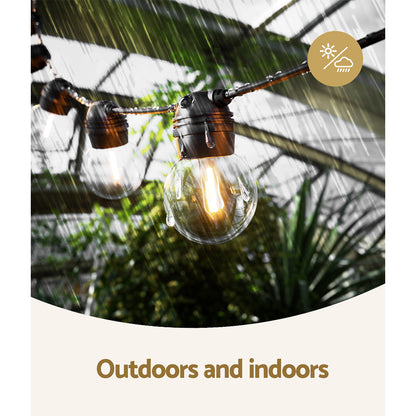Jingle Jollys 17m Festoon Lights Solar Powered LED String Lighting Outdoor Tristar Online