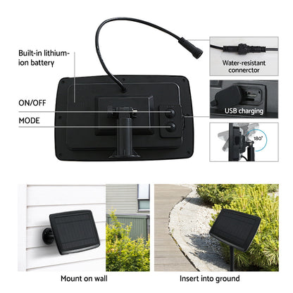 Jingle Jollys 17m Festoon String Lights Solar Wedding Party Waterproof Outdoor Tristar Online