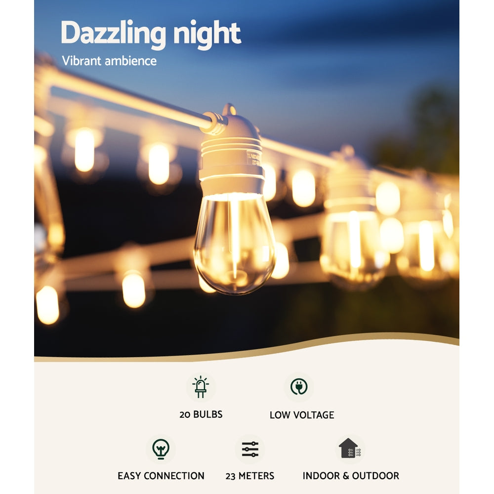 Jingle Jollys 23m LED Festoon Lights Outdoor String Fairy Lights Christmas Party Tristar Online