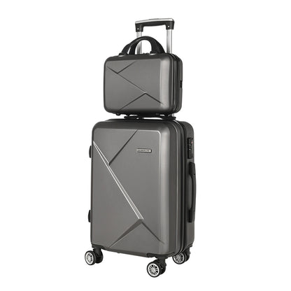Wanderlite 2pc Luggage 12" 20" Trolley Travel Suitcase Storage Carry On TSA Lock Dark Grey Tristar Online