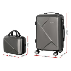 Wanderlite 2pc Luggage 12" 20" Trolley Travel Suitcase Storage Carry On TSA Lock Dark Grey Tristar Online