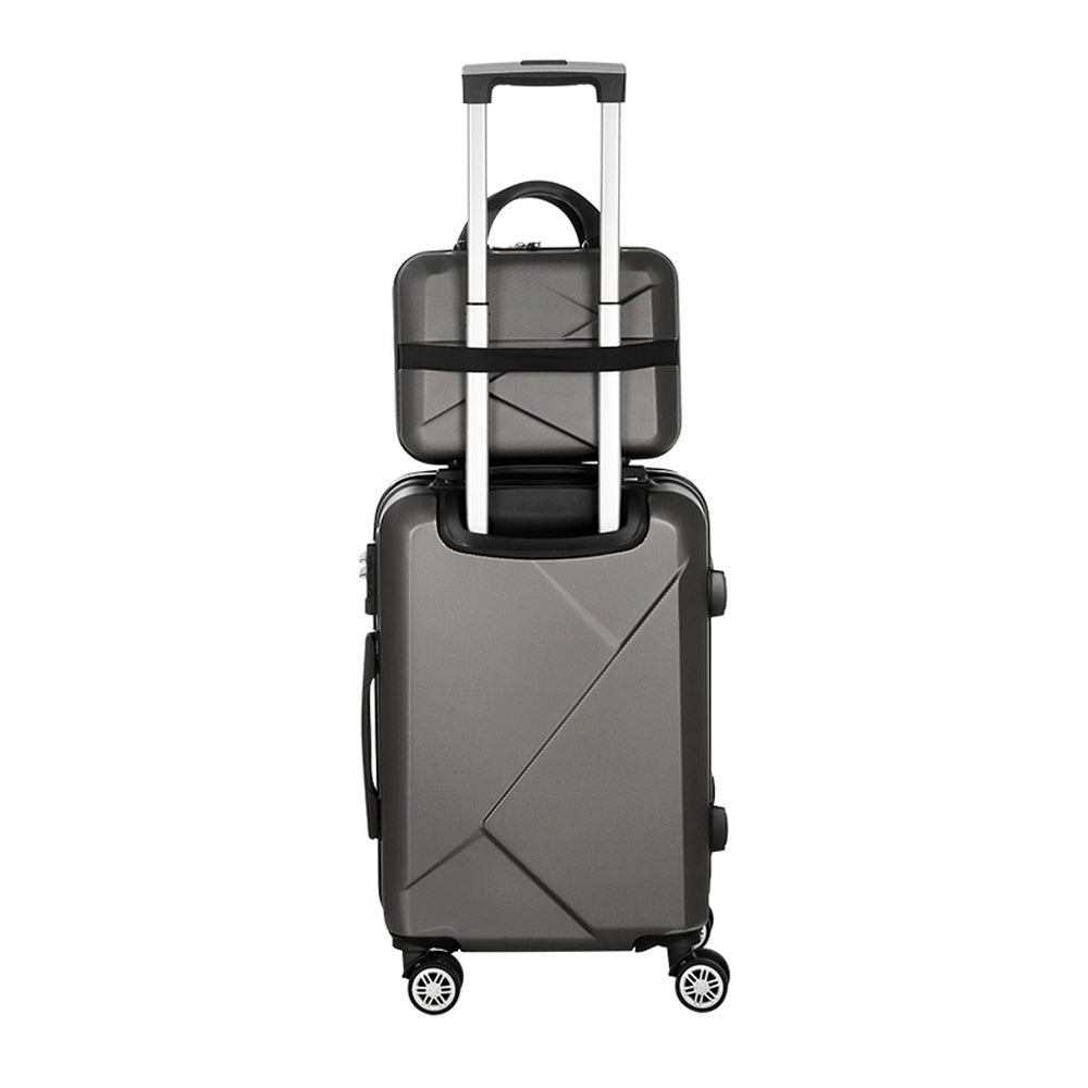 Wanderlite 2pc Luggage 12" 20" Trolley Travel Suitcase Storage Carry On TSA Lock Dark Grey Tristar Online