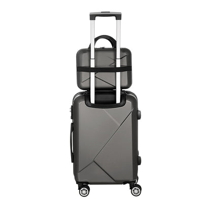Wanderlite 2pc Luggage 12" 20" Trolley Travel Suitcase Storage Carry On TSA Lock Dark Grey Tristar Online