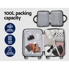 Wanderlite 2pc Luggage 12" 20" Trolley Travel Suitcase Storage Carry On TSA Lock Dark Grey Tristar Online