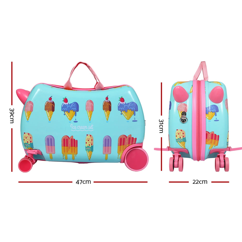 Wanderlite 17" Kids Ride On Luggage Children Suitcase Trolley Travel Ice Cream Tristar Online