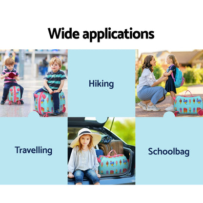 Wanderlite 17" Kids Ride On Luggage Children Suitcase Trolley Travel Ice Cream Tristar Online