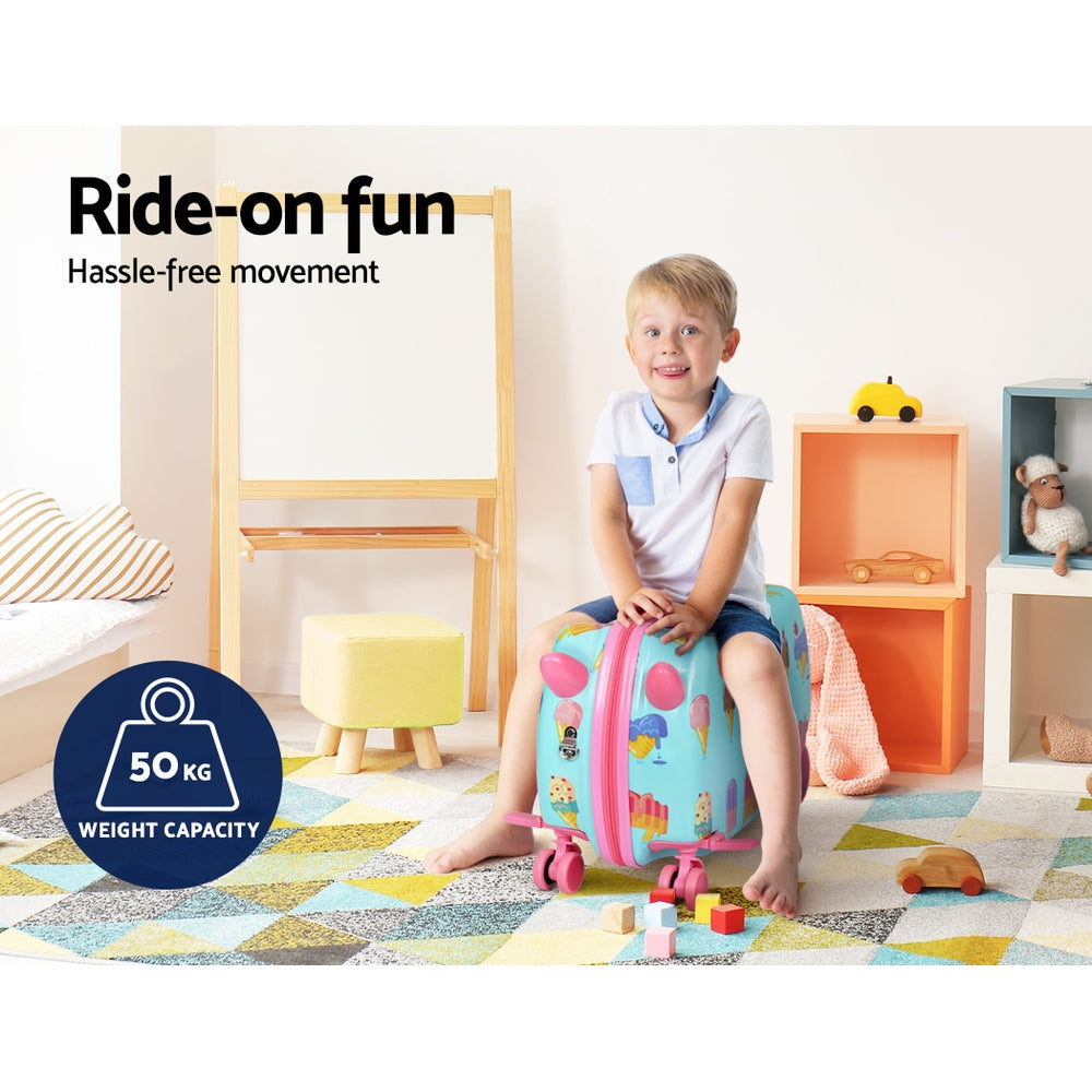 Wanderlite 17" Kids Ride On Luggage Children Suitcase Trolley Travel Ice Cream Tristar Online