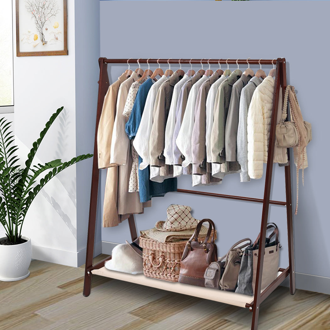 Levede Clothes Stand Garment Dyring Rack Hanger Organiser Wooden Free Standing Tristar Online
