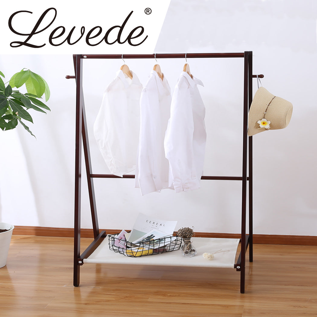 Levede Clothes Stand Garment Dyring Rack Hanger Organiser Wooden Free Standing Tristar Online