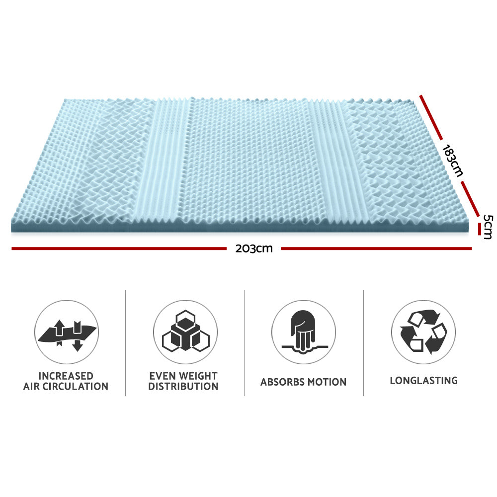 Giselle Bedding Cool Gel 7-zone Memory Foam Mattress Topper w/Bamboo Cover 5cm - King Tristar Online