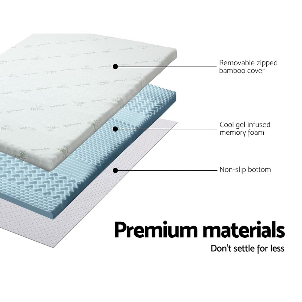 Giselle Bedding Cool Gel 7-zone Memory Foam Mattress Topper w/Bamboo Cover 5cm - Single Tristar Online
