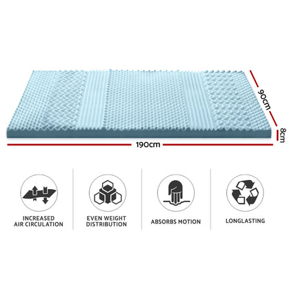 Giselle Bedding Cool Gel 7-zone Memory Foam Mattress Topper w/Bamboo Cover 8cm - Single Tristar Online