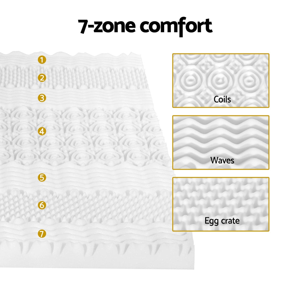 Giselle Bedding Memory Foam Mattress Topper 7-Zone Airflow Pad 8cm Single White Tristar Online
