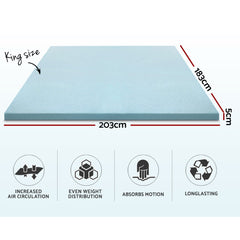 Giselle Bedding Cool Gel Memory Foam Mattress Topper w/Bamboo Cover 5cm - King Tristar Online