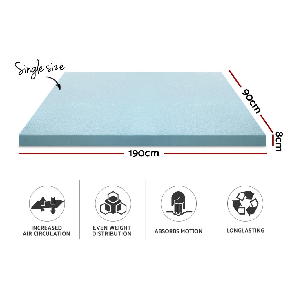 Giselle Bedding Memory Foam Mattress Topper Cool Gel 8cm Single Tristar Online