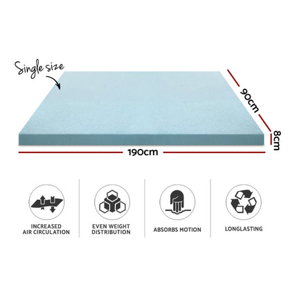 Giselle Bedding Memory Foam Mattress Topper Cool Gel 8cm Single Tristar Online