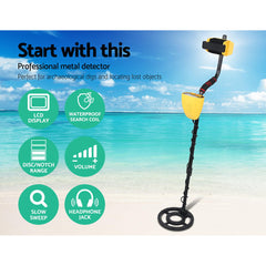 LCD Screen Metal Detector with Headphones - Yellow Tristar Online