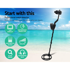 LCD Screen Metal Detector with Headphones - Black Tristar Online