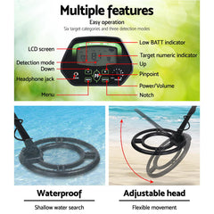 LCD Screen Metal Detector with Headphones - Black Tristar Online