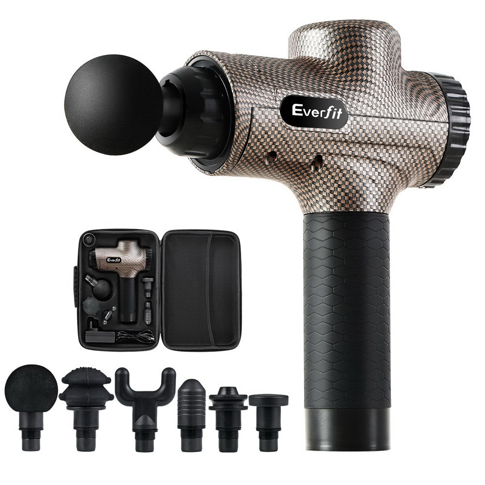 Everfit Massage Gun 6 Heads Massager Electric LCD Vibration Relief Percussion Tristar Online