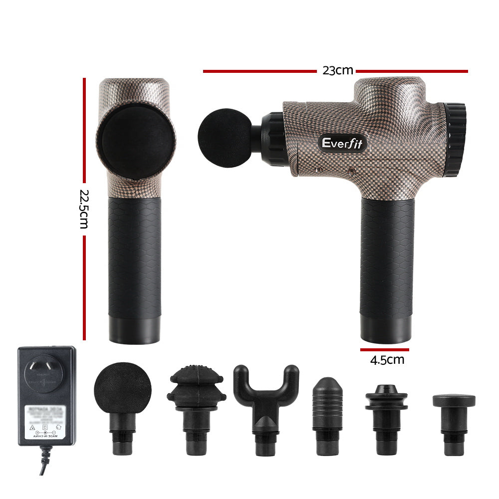 Everfit Massage Gun 6 Heads Massager Electric LCD Vibration Relief Percussion Tristar Online