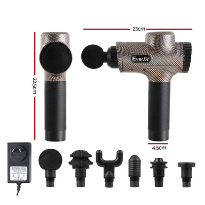 Everfit Massage Gun 6 Heads Massager Electric LCD Vibration Relief Percussion Tristar Online