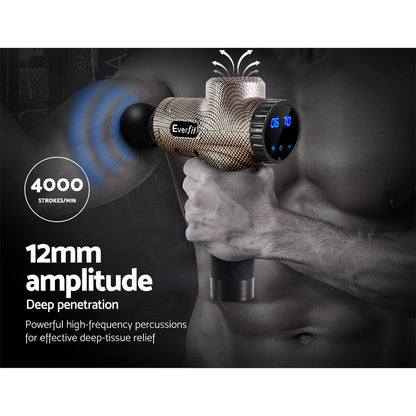 Everfit Massage Gun 6 Heads Massager Electric LCD Vibration Relief Percussion Tristar Online