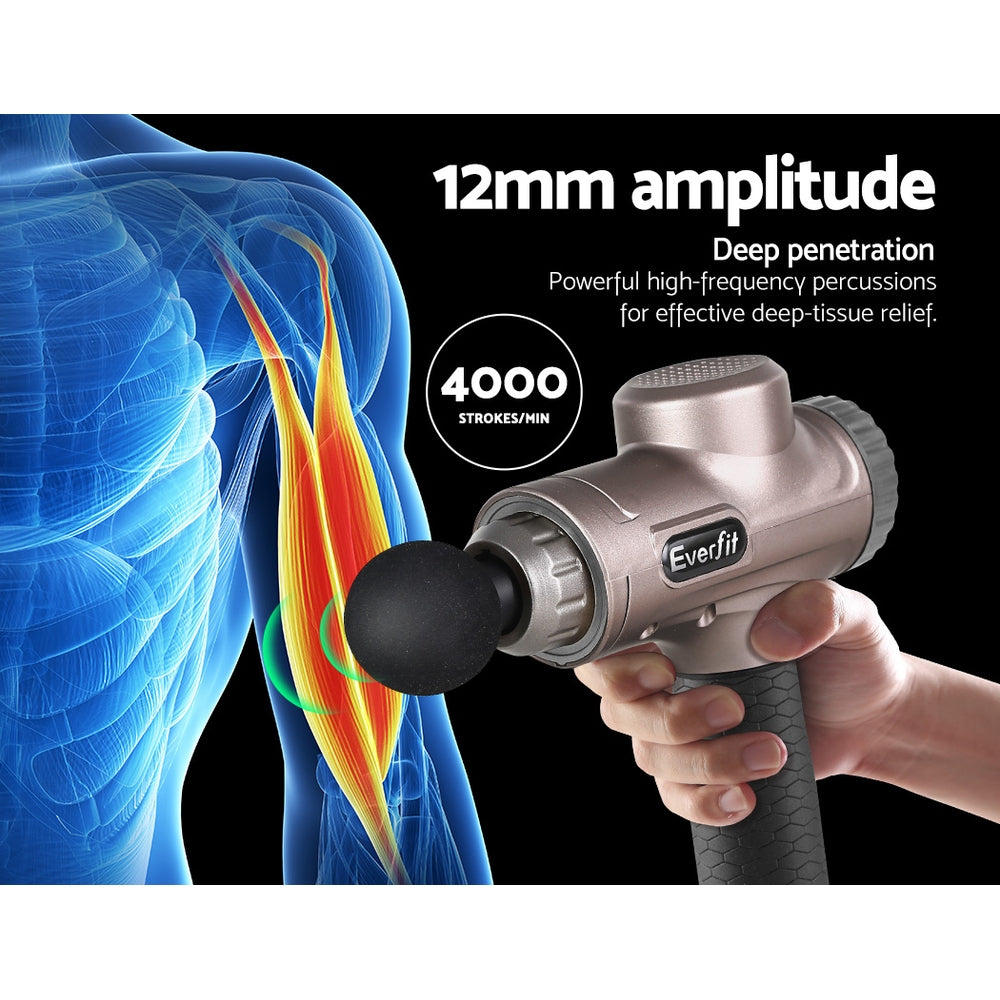 Everfit Massage Gun 6 Heads LCD Electric Massager Vibration Relief Percussion Tristar Online