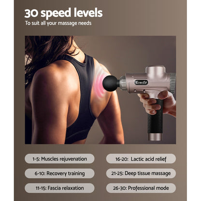 Everfit Massage Gun 6 Heads LCD Electric Massager Vibration Relief Percussion Tristar Online