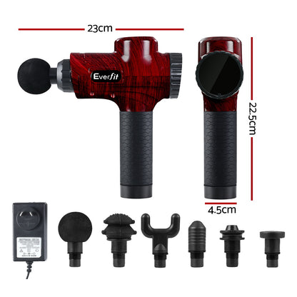 Everfit Massage Gun 6 Heads Electric Massager LCD Vibration Percussion Relief Tristar Online