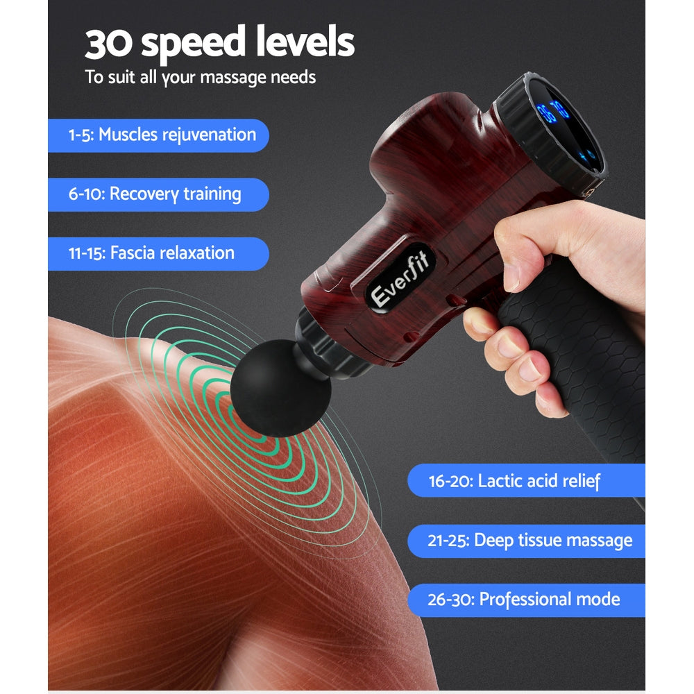 Everfit Massage Gun 6 Heads Electric Massager LCD Vibration Percussion Relief Tristar Online