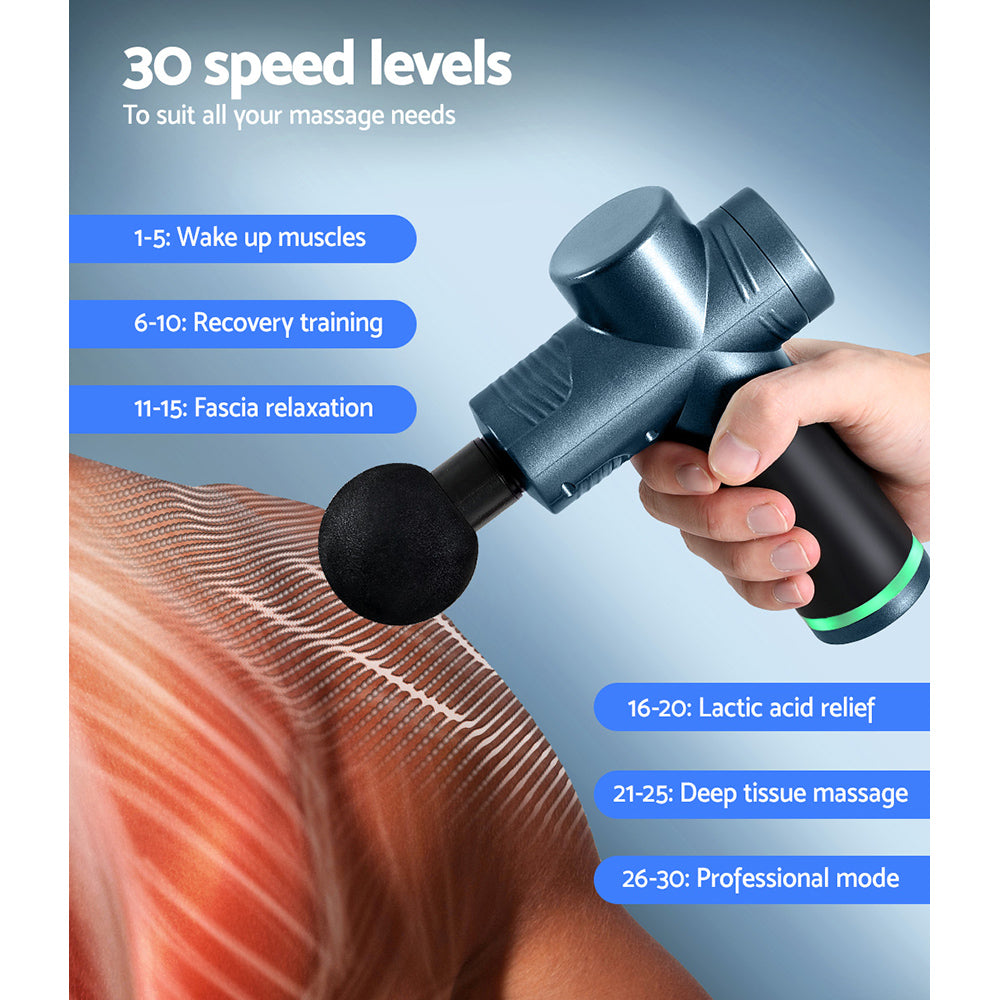 Everfit 30 Speed Massage Gun 4 Heads Vibration Muscle Massager Chargeable Blue Tristar Online