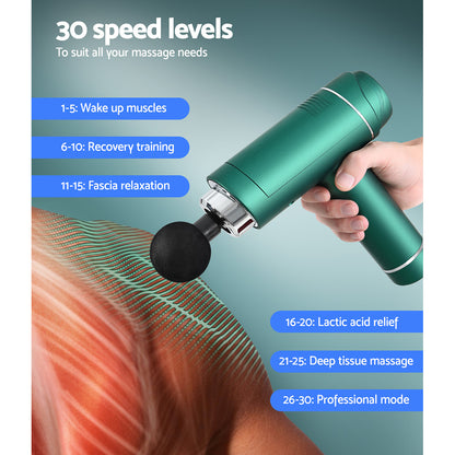 Everfit Massage Gun 30 Speed 6 Heads Vibration Muscle Massager Chargeable Green Tristar Online