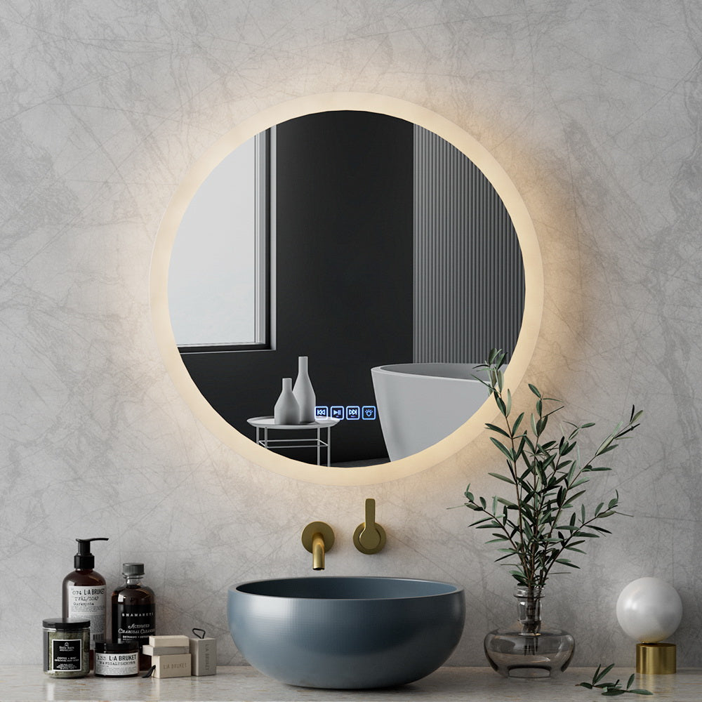 Embellir Bluetooth LED Wall Mirror With Light 60CM Bathroom Decor Round Mirrors Tristar Online