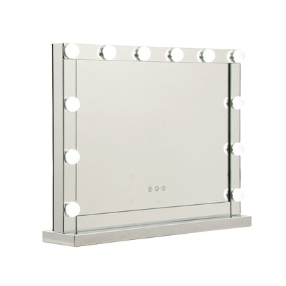 Embellir Hollywood Makeup Mirror With Light 12 LED Bulbs Vanity Lighted Silver 58cm x 46cm Tristar Online