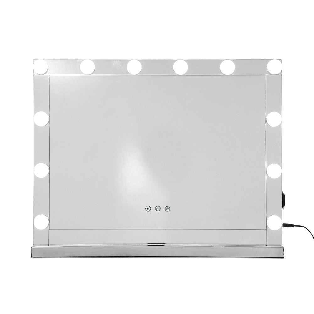 Embellir Hollywood Makeup Mirror With Light 12 LED Bulbs Vanity Lighted Silver 58cm x 46cm Tristar Online