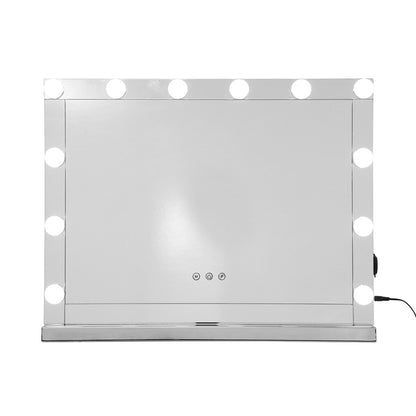 Embellir Hollywood Makeup Mirror With Light 12 LED Bulbs Vanity Lighted Silver 58cm x 46cm Tristar Online