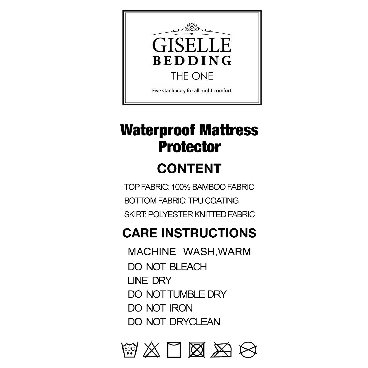 Giselle Bedding Single Size Waterproof Bamboo Mattress Protector Tristar Online