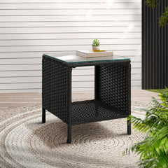 Gardeon Side Table Coffee Patio Outdoor Furniture Rattan Desk Indoor Garden Black Tristar Online