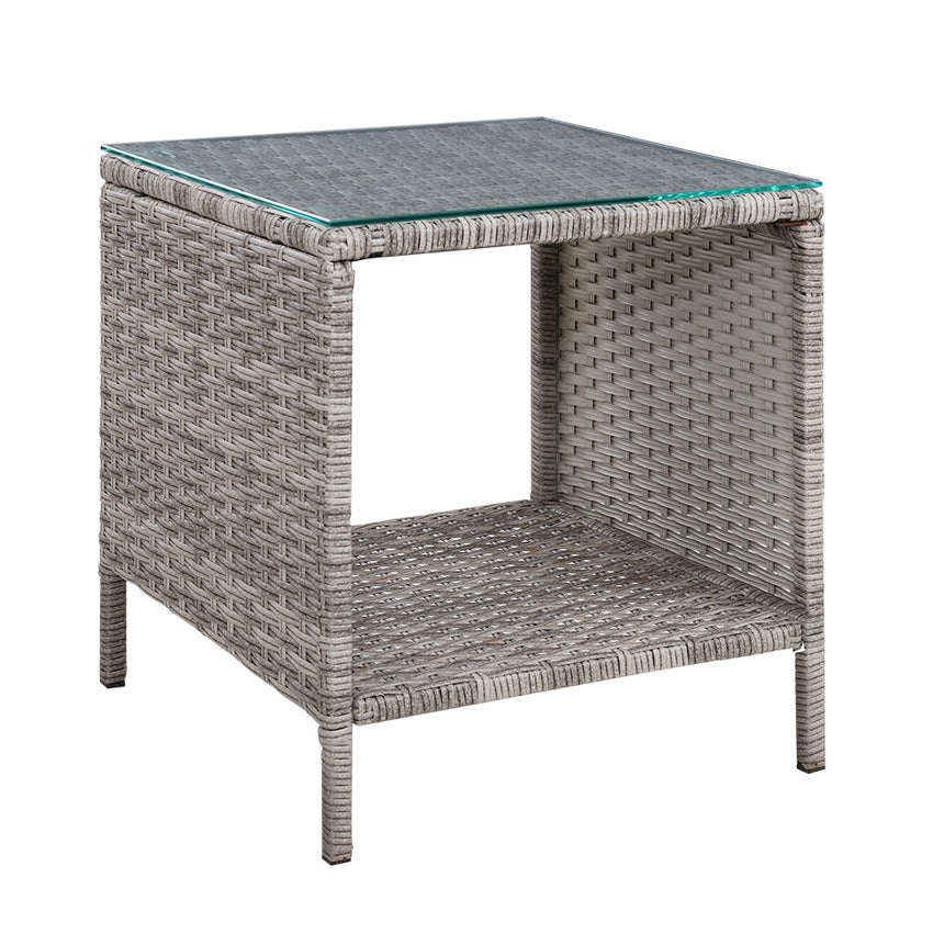 Gardeon Side Table Coffee Patio Outdoor Furniture Rattan Desk Indoor Garden Grey Tristar Online