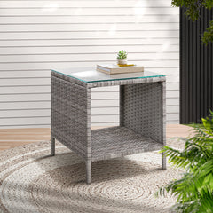 Gardeon Side Table Coffee Patio Outdoor Furniture Rattan Desk Indoor Garden Grey Tristar Online