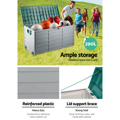 Gardeon Outdoor Storage Box 290L Lockable Organiser Garden Deck Shed Tool Green Tristar Online