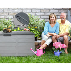 Gardeon Outdoor Storage Box 290L Lockable Organiser Garden Deck Shed Tool Grey Tristar Online