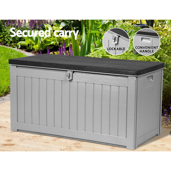 Gardeon Outdoor Storage Box 190L Container Lockable Garden Bench Tool Shed Black Tristar Online